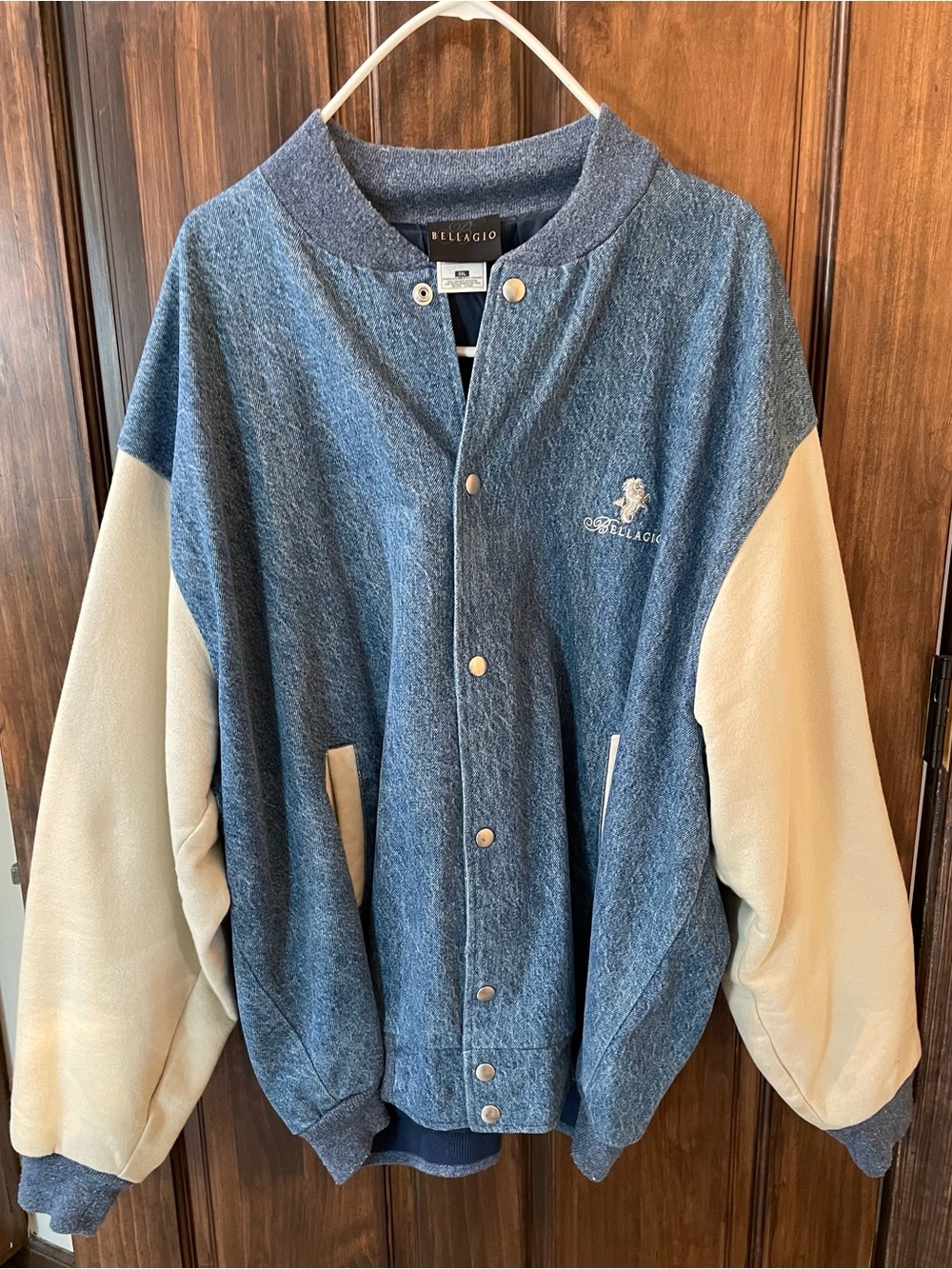 Men’s XLL Bellagio Denim Blue and Cream Varsity Jacket